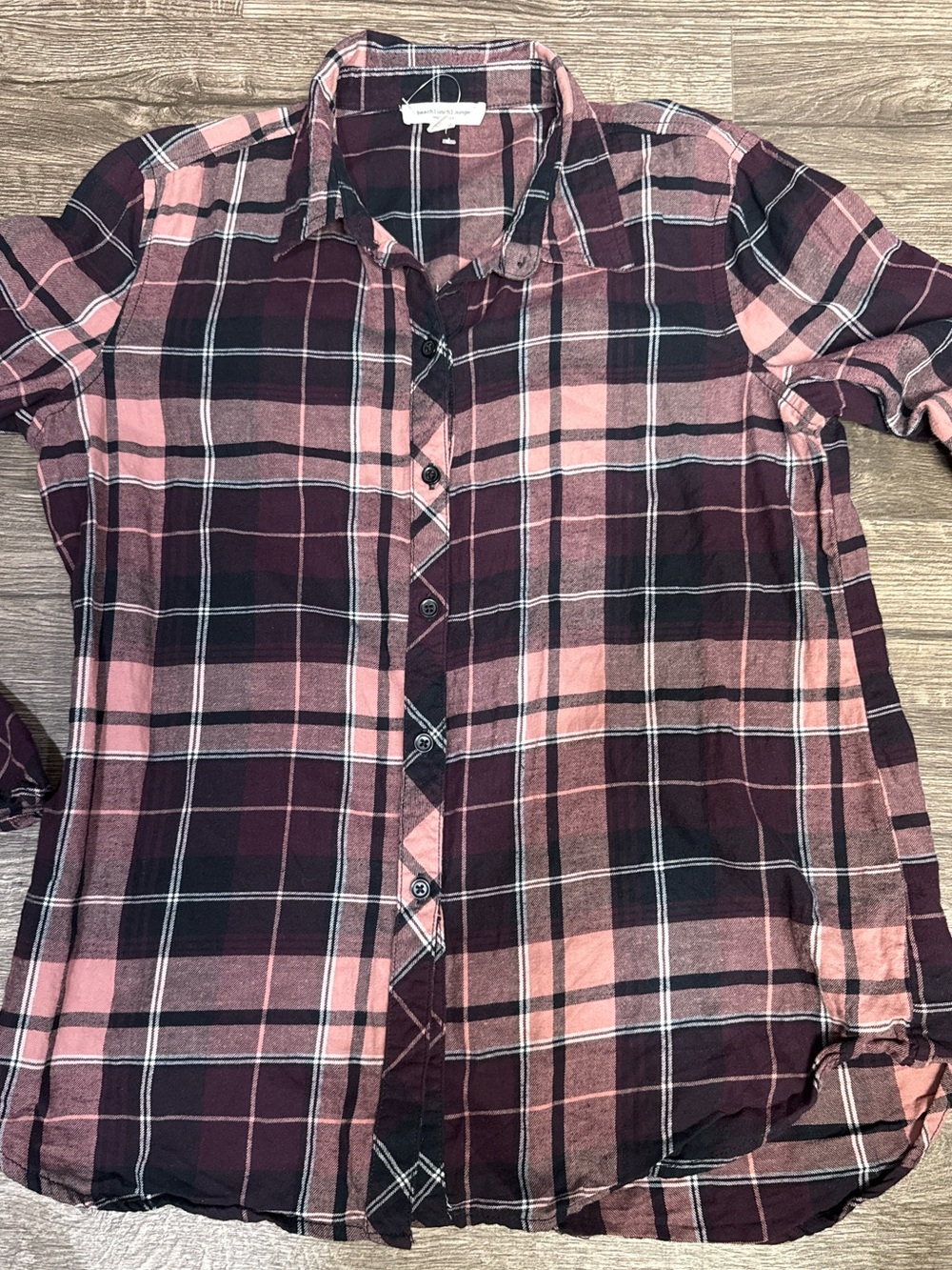 beachlunchlounge Pink and Black Plaid Bell-Sleeve Button-Down Shirt - Picture 4 of 11